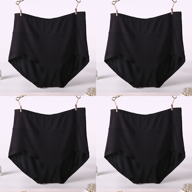 Women Underwear Soft Viscose Solid Color High Waist Panties 4pcs A Lot