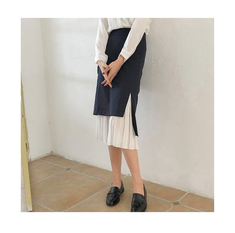 Irregular Design Pleated Skirt High Waist Mermaid Skirt Autumn Skirt