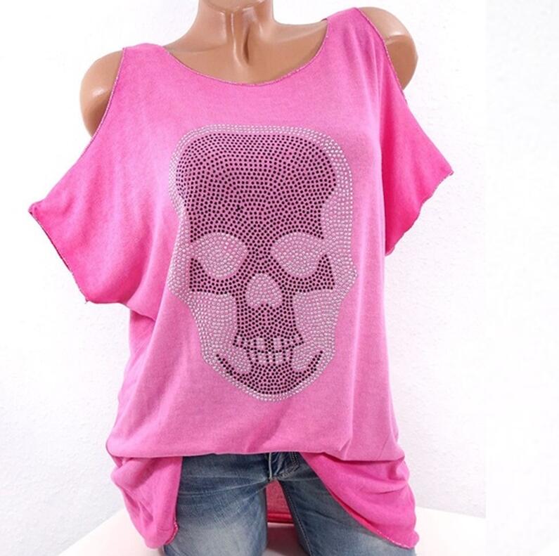 Women Short Sleeve Skull Tops