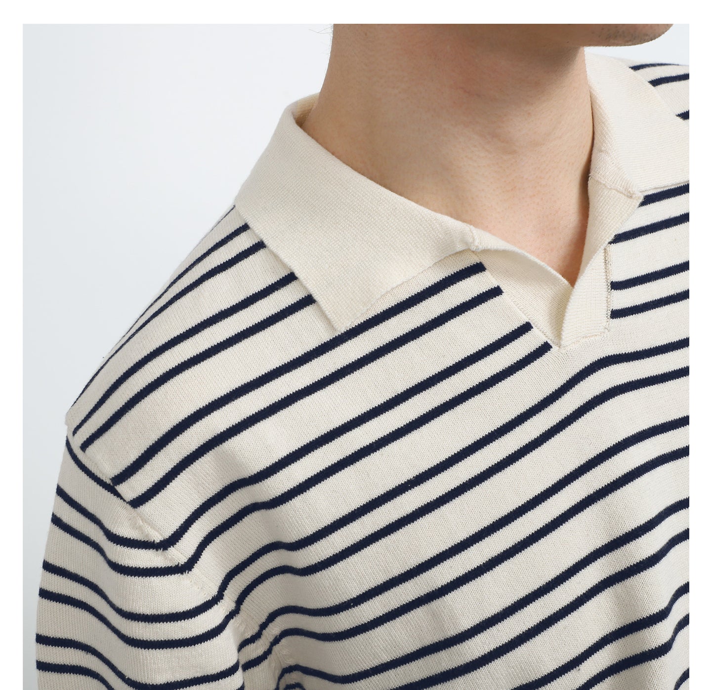 V-neck Ice Silk Striped Polo Shirt Men's Short-sleeved Lapel T-shirt