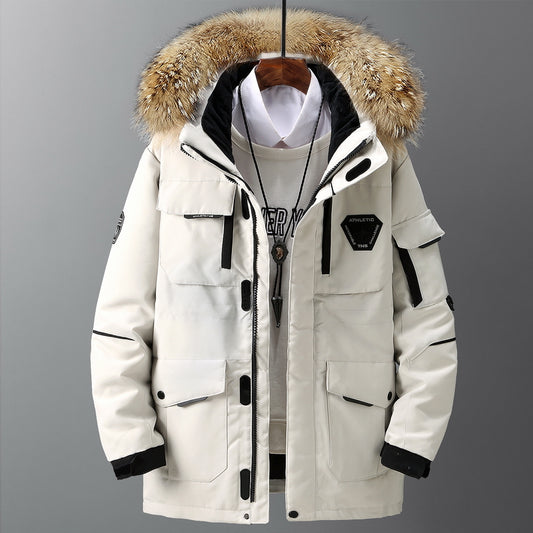 Outdoor men and women mid-length loose couple custom thick coat