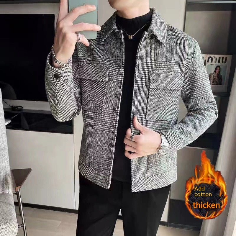 Men's Coat Korean Style Trendy Casual Woolen Jacket