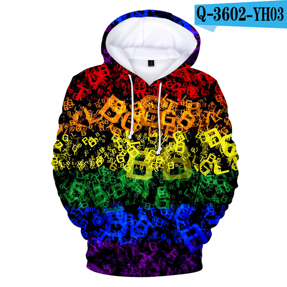 Gay Day Parade Leisure 3D Digital Printing Pullover Hoodie Men And Women