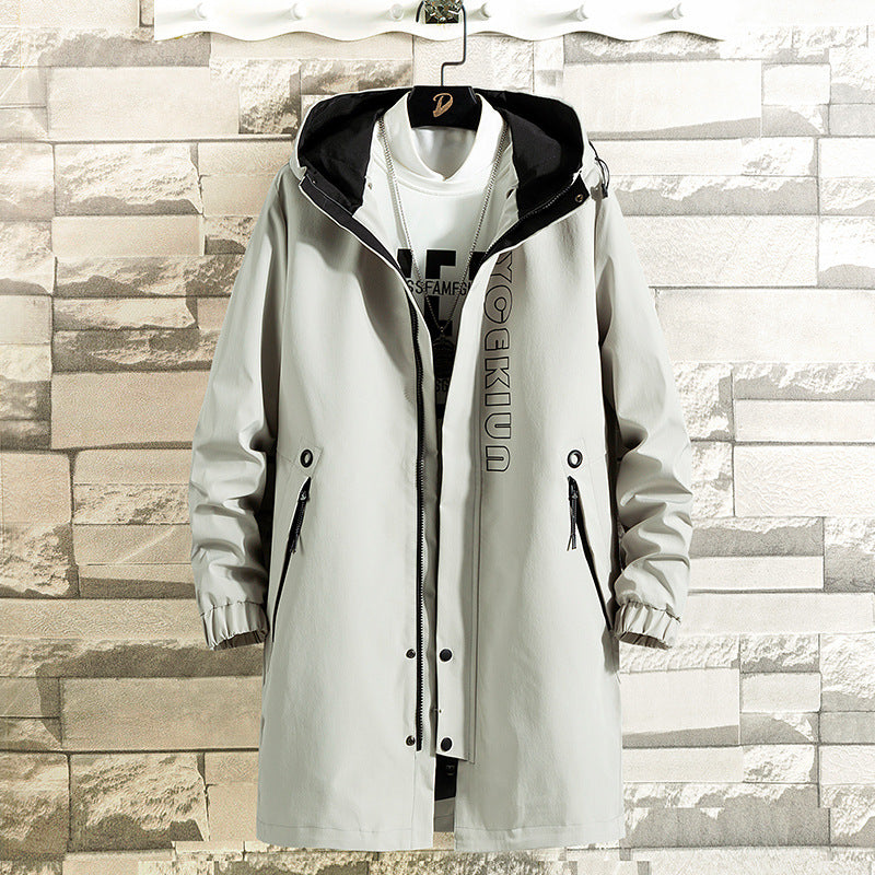 Thin Loose Windbreaker Casual Mid-length Coat Jacket Men