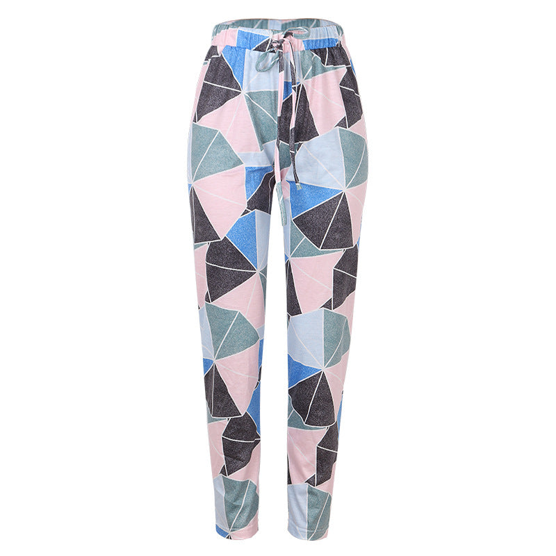 Women Tie-Dye Printed Color Matching Casual Pants