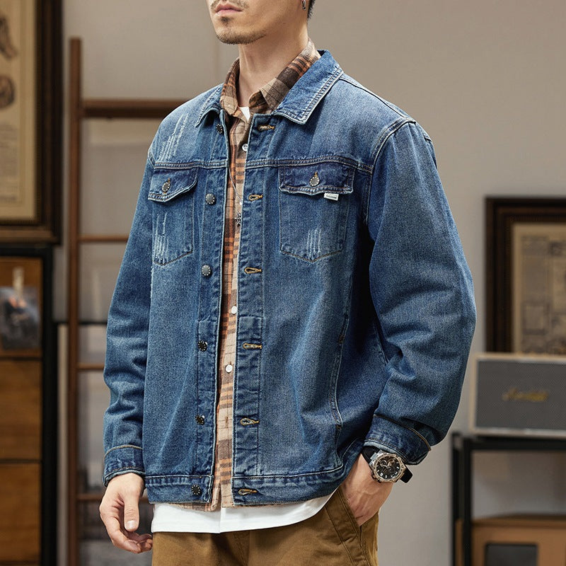 Retro Denim Jacket Men's Loose Oversized Coat