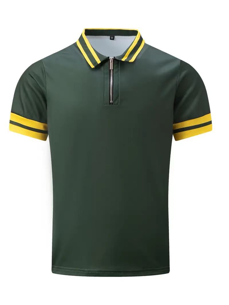 Zipper Stitching Men's Sports Polo Shirt