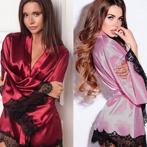 Ladies Sexy Lingerie Silk Lace Nightdress Pajamas