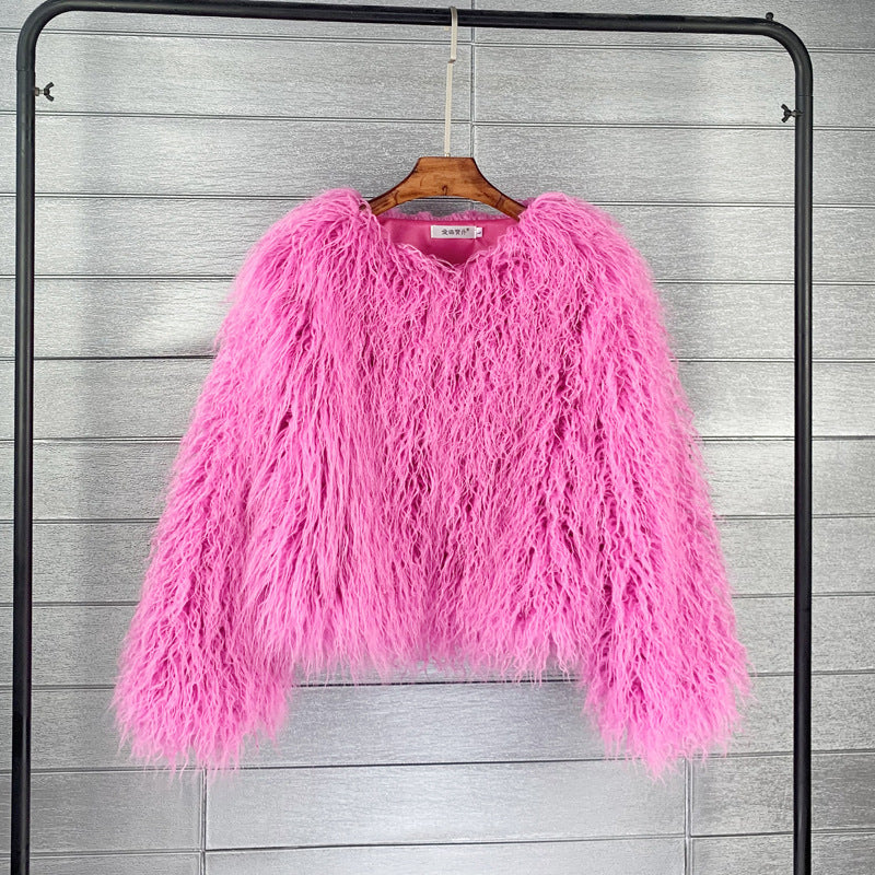 Colorful Boho Furry Faux Fur Coat Plus Size Women Fur Coats Autumn Winter Faux Fur Shaggy Jacket Fourrure Bontjas