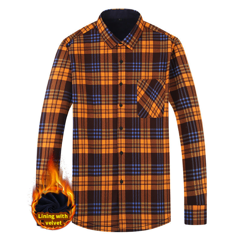 Men's Fashion Leisure Warm Plaid Shirt Coat