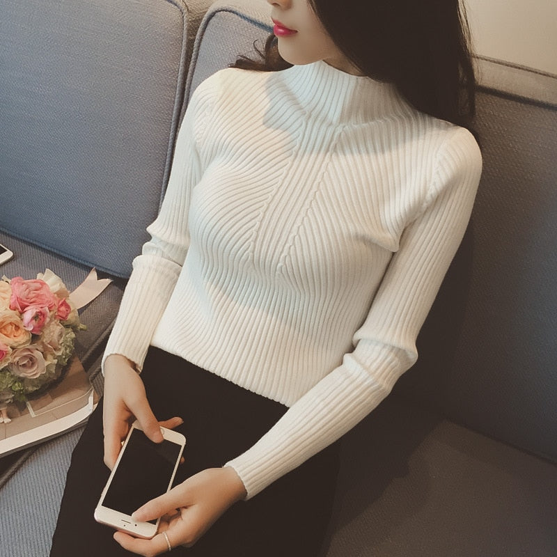 Threaded half-neck sweater sweater women