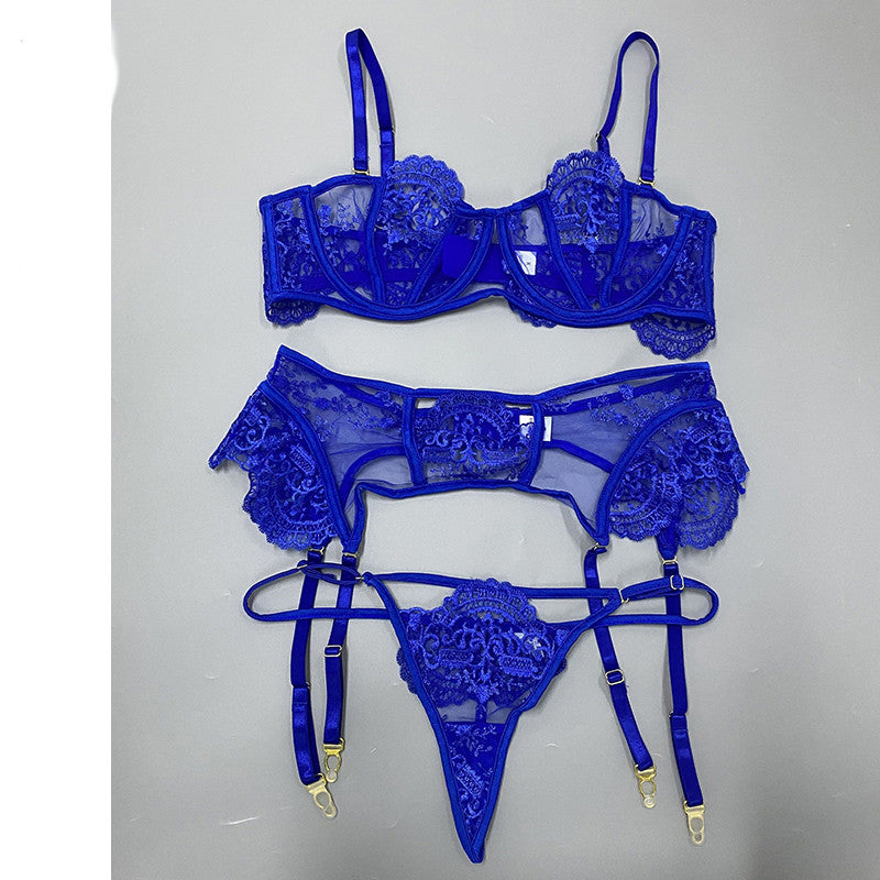 Women Lace Underwear Three Piece Set