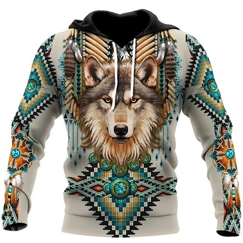 Men's Pullover Hoodie Bohemian Style