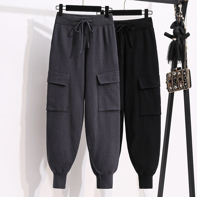 Knitted Casual Pants Women Fall Loose Tappered