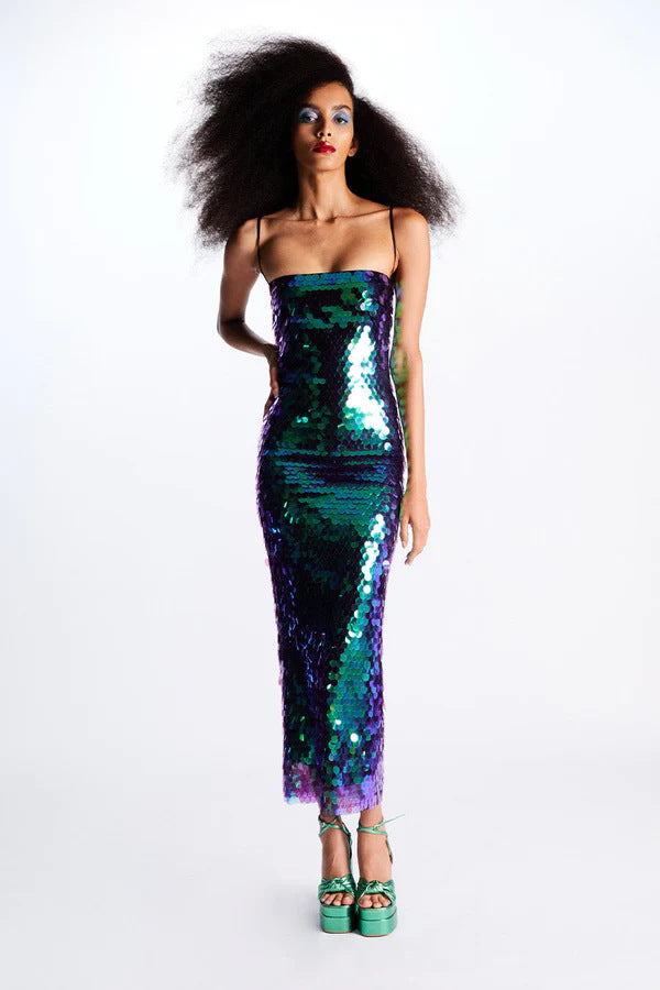 Fashion Lady Sequin Irregular Dress