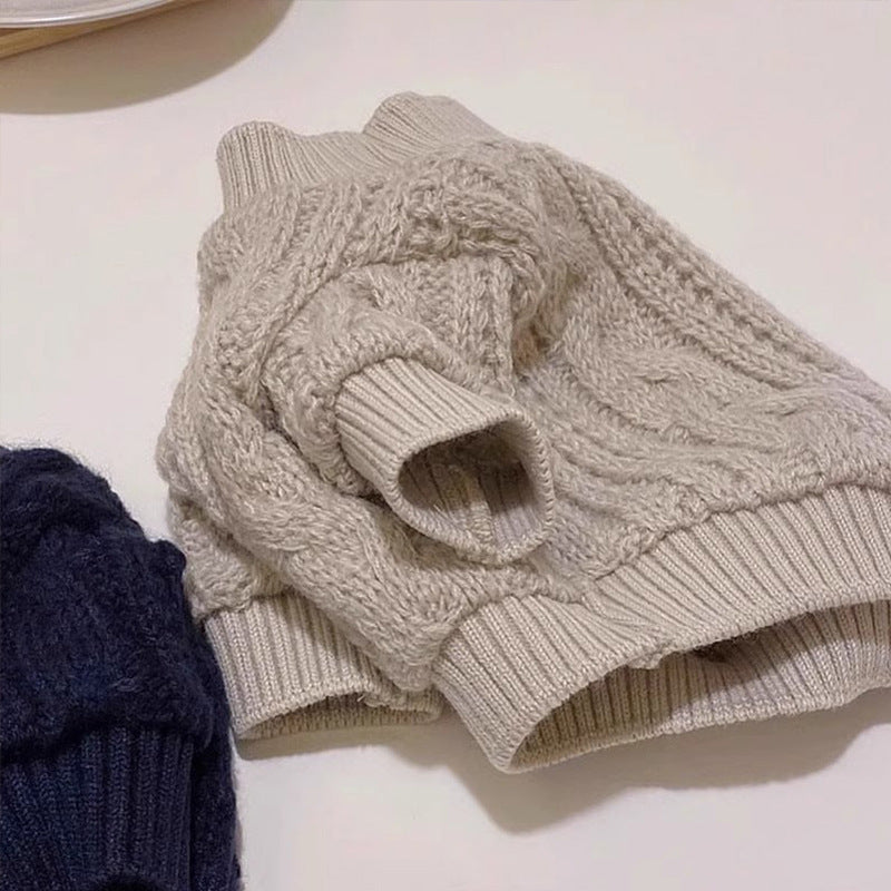 Casual Simple Solid Color Pet Sweater Warm Cat Anti-lint Clothes