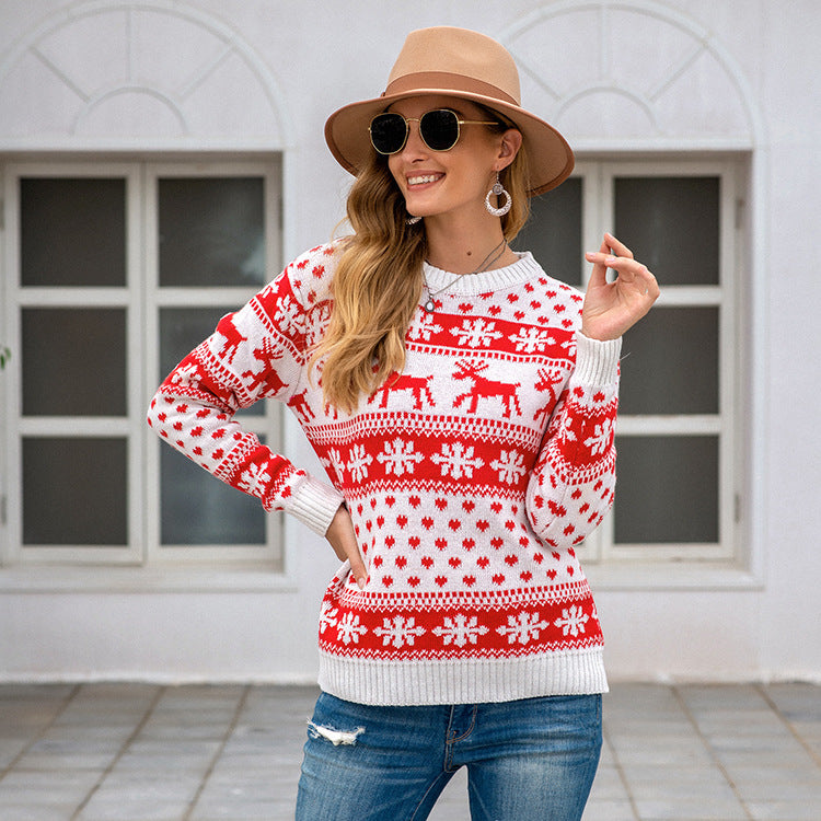 Christmas sweater snowflake pullover women