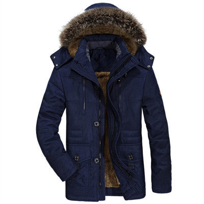 Mid-length plus fleece hooded warm cotton coat