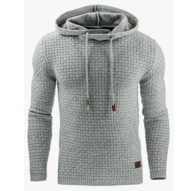 Men's Jacquard Sweater Long-sleeved Hoodie Warm Color Hooded Sweatshirt Jacket