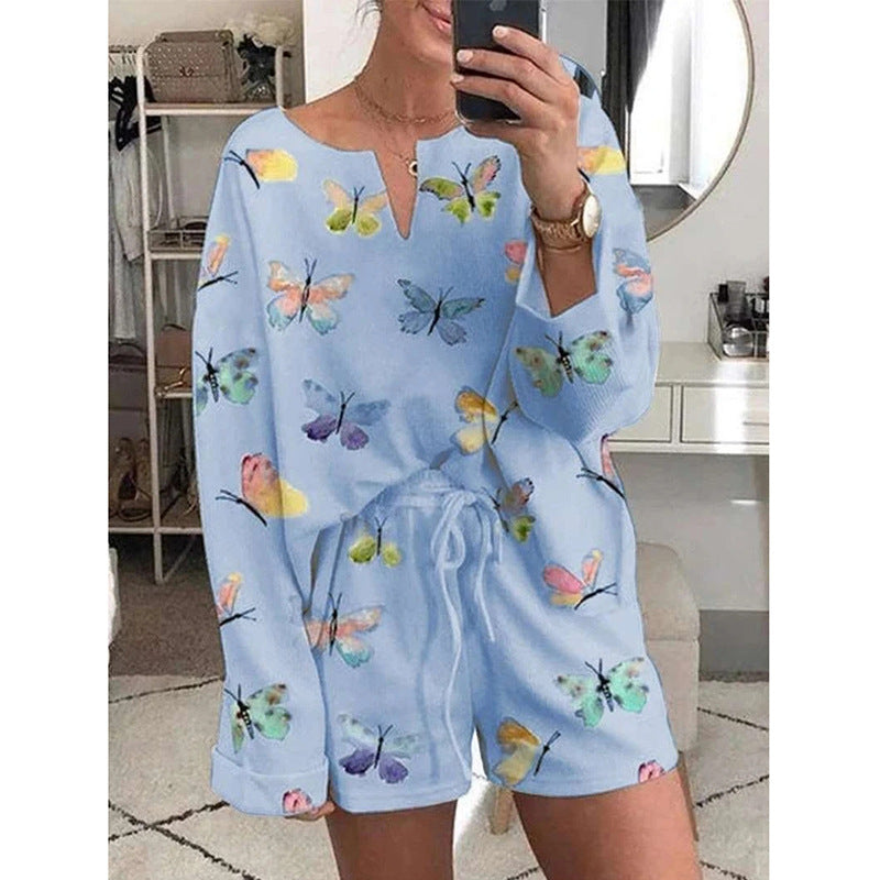 Women Casual Printed Pajamas And Home Wear Suits