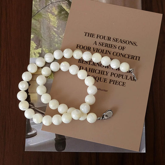 S925 Silver White Horseshoe Shell Simple Bracelet Handmade Necklace