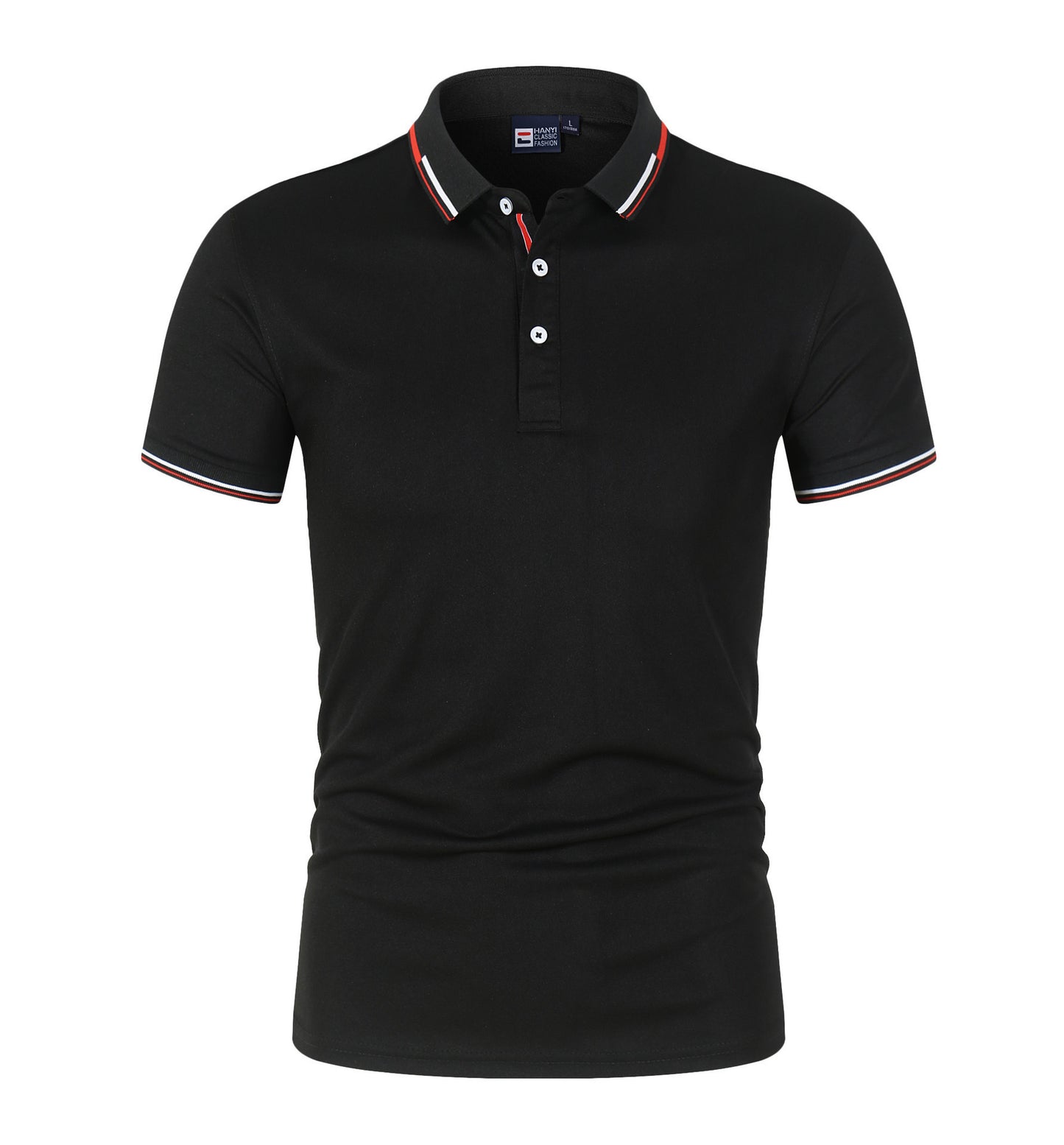 Plain Standing Collar Solid Color Men's Polo Shirt