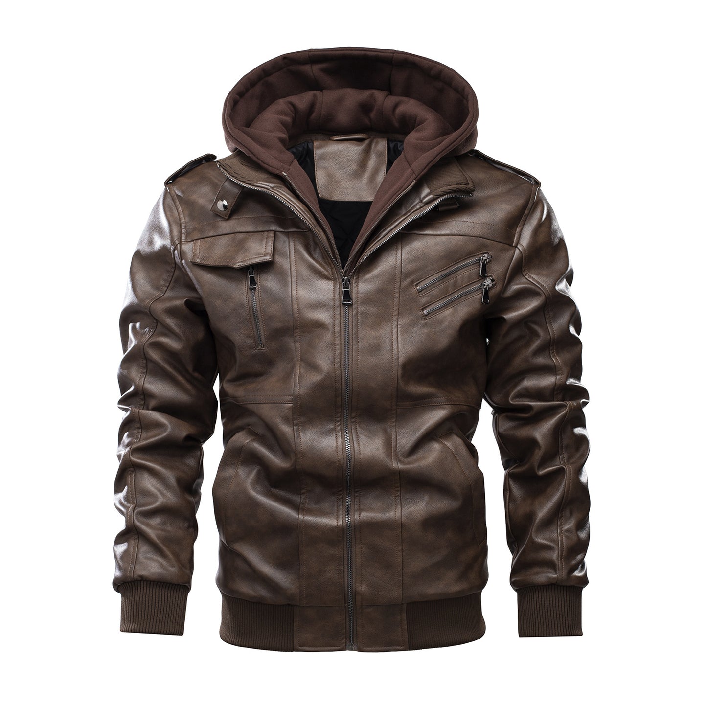 Men's Casual Foreign Trade Motorcycle PU Leather Jacket