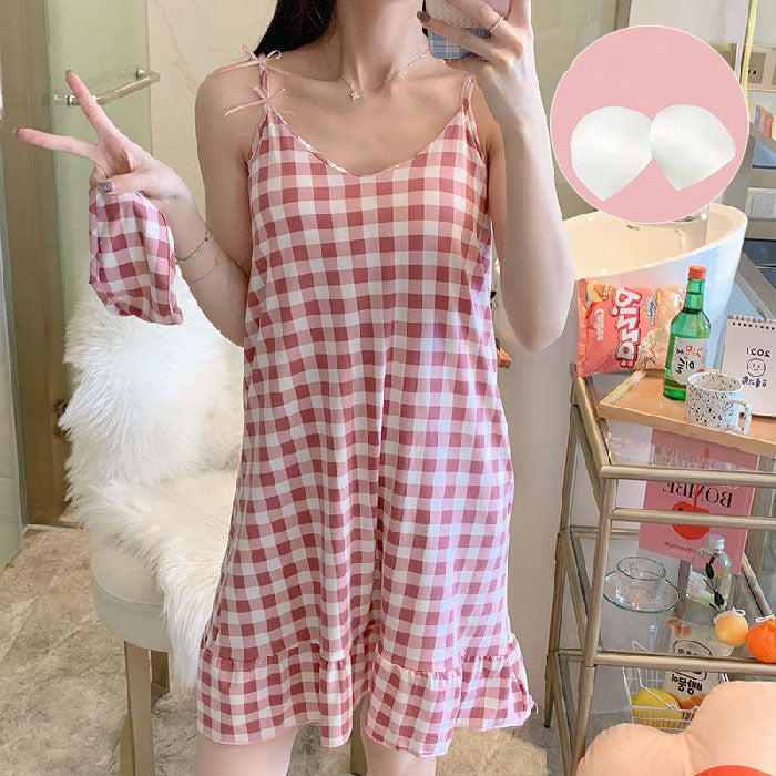 Summer Suspender Nightdress Women''s Bra Pajamas  Pure Cotton