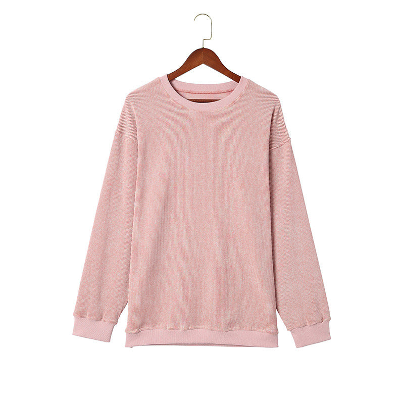 Leisure Style Oversize Solid Color Pullover Thread