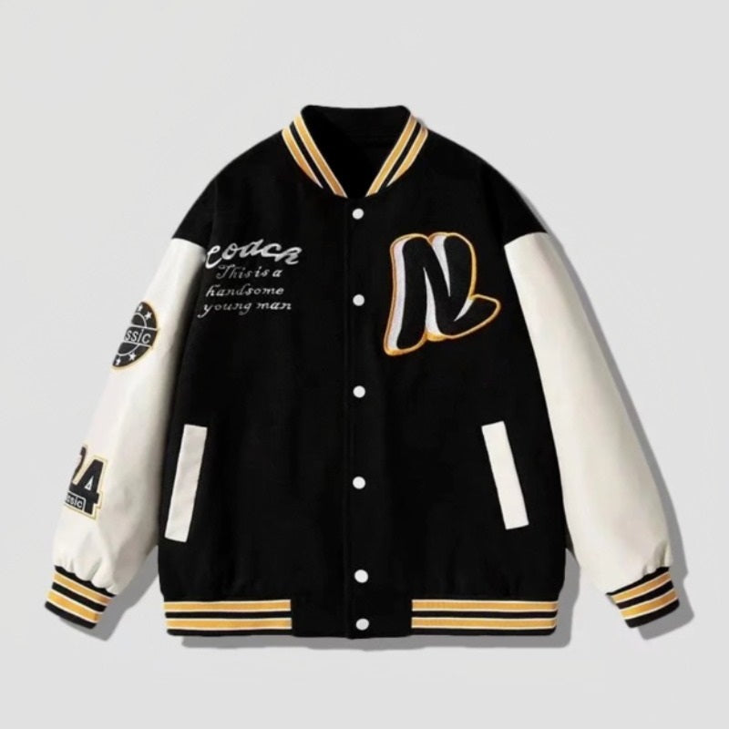 Street Letter Embroidered Baseball Jacket Men