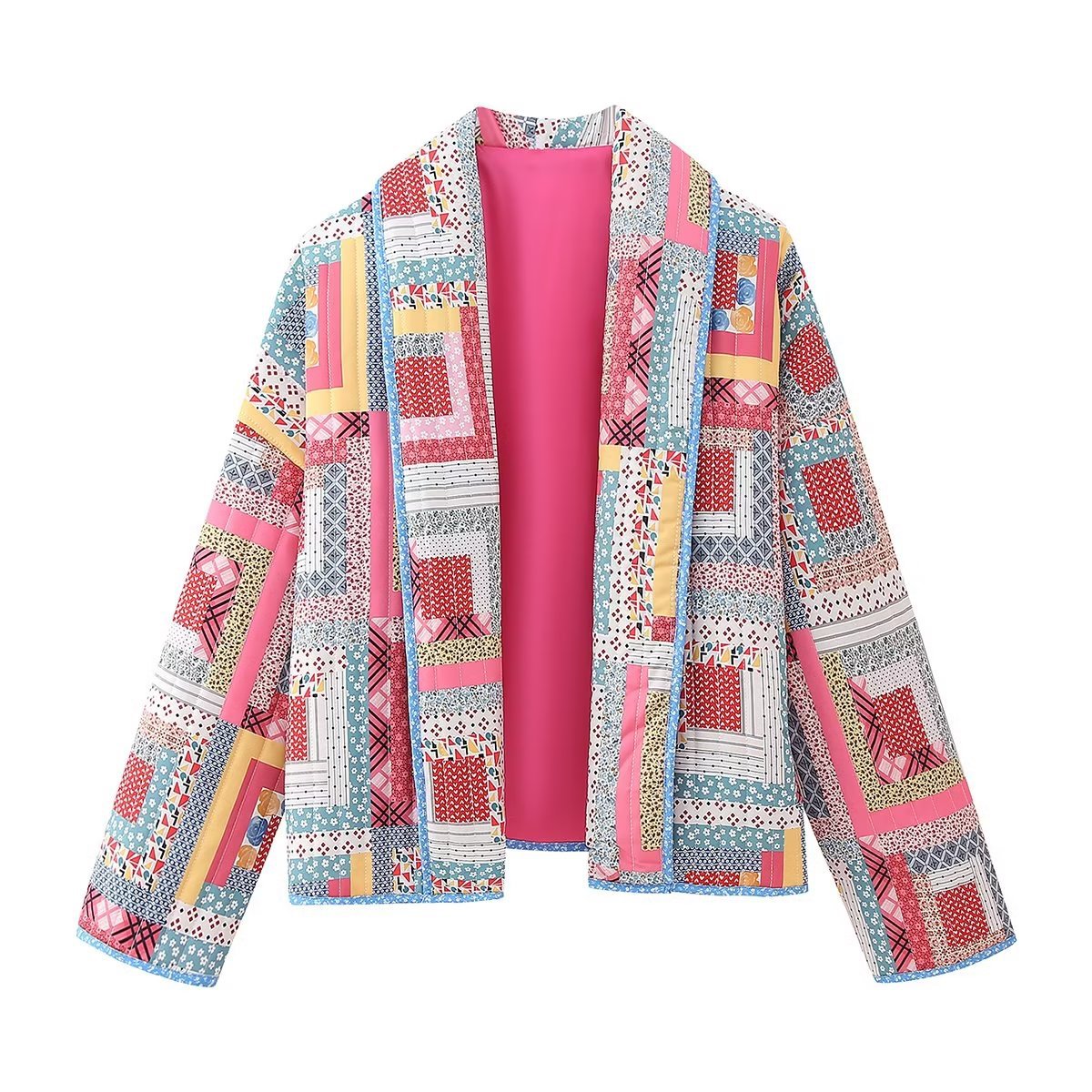 Loose Pattern Print Cotton-padded Jacket Coat For Women