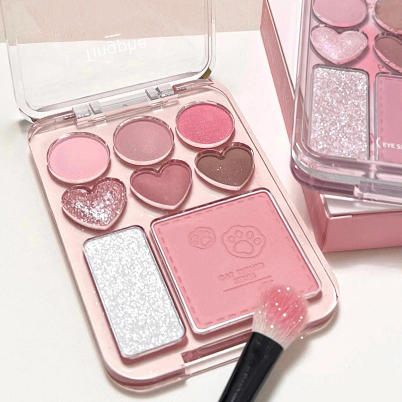 Heart Eye Shadow Plate Beads Matte Blush Highlight Integrated