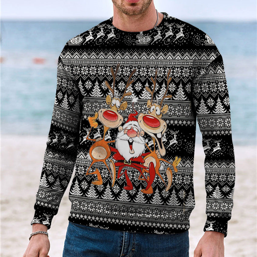 Men's Casual 3D Digital Christmas Printed Sweater