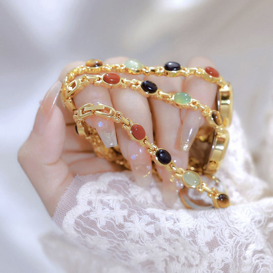 Natural Jade Multi-treasure Bracelet Fu Lu Shou