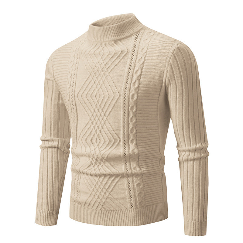 Men's Solid Color Stand Collar Sweater Sweater