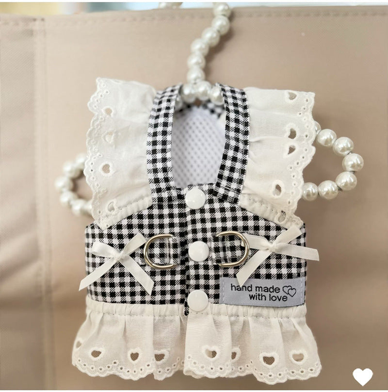 Thin Chest And Back Pet Dog Cat Clothes Traction Pastoral Skirt