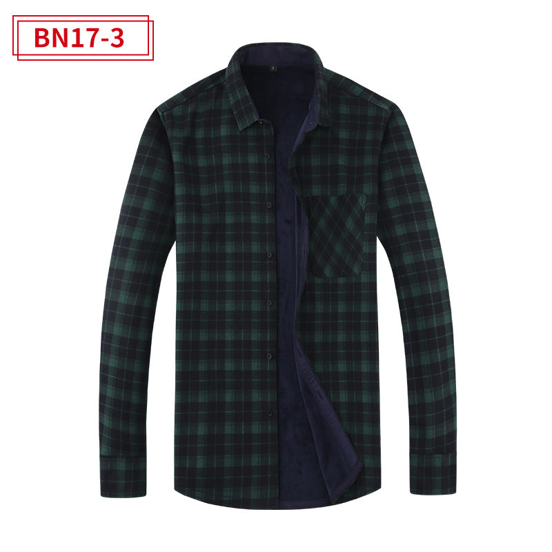 Men's Fashion Leisure Warm Plaid Shirt Coat