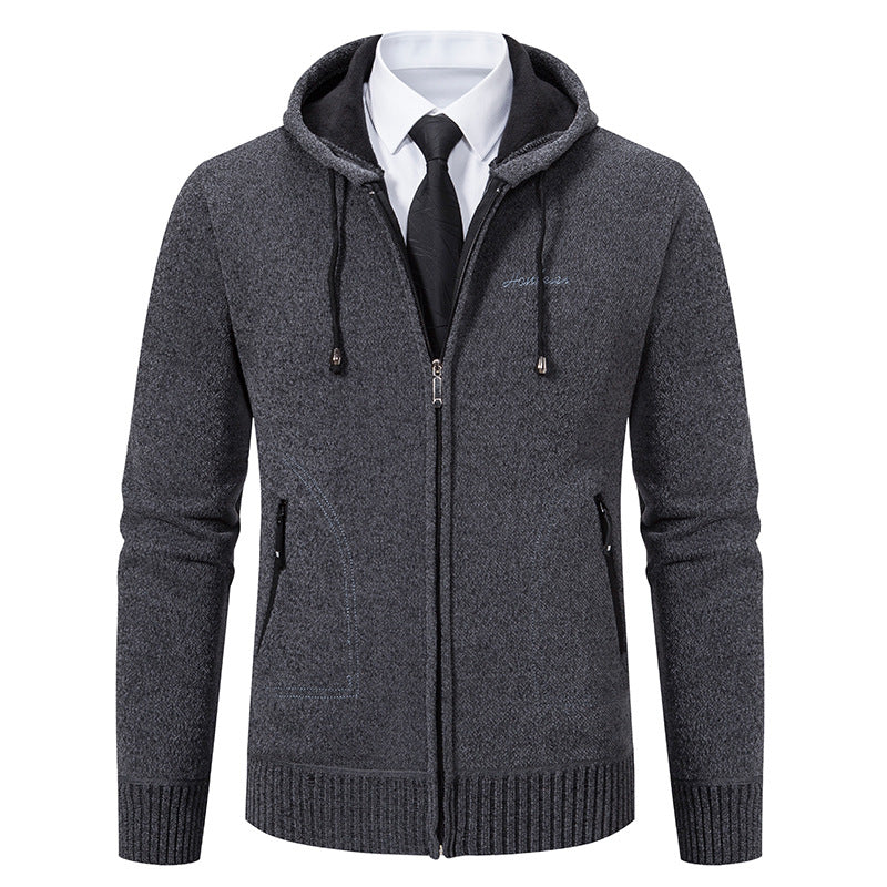 Men's Solid Color Sweater Cardigan Knitted Coat