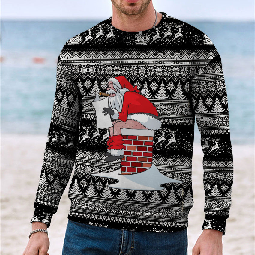 Men's Casual 3D Digital Christmas Printed Sweater