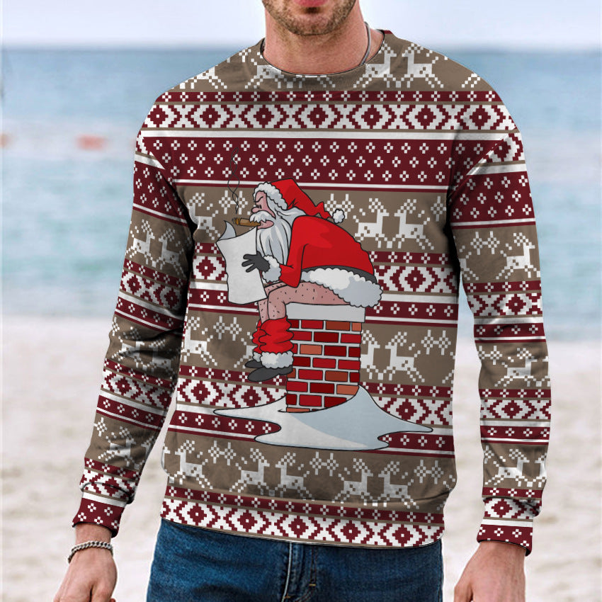 Men's Casual 3D Digital Christmas Printed Sweater