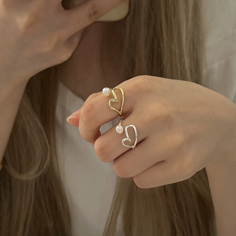 Personalized Love Pearl Line Ring Fashion