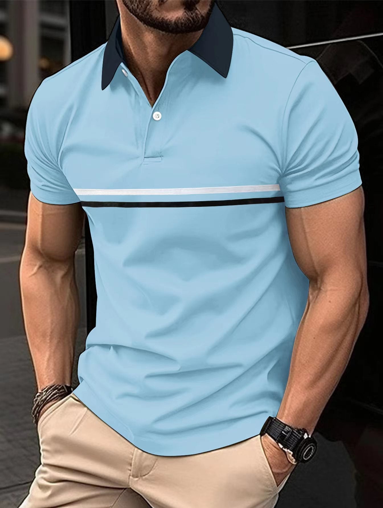 Polo Shirt Button Stitching Men's Sports