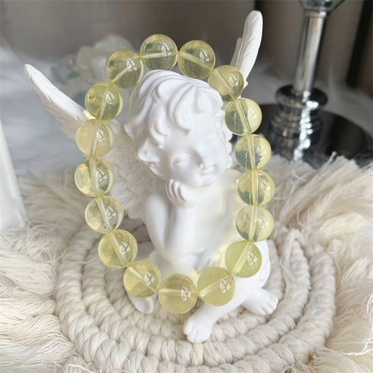 Natural Crystal Lemon Crystal Bracelet Women's Fashion Bracelet Round Beads Bracelet Citrine