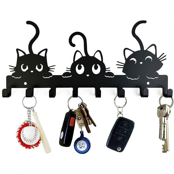 Iron Art Hang Clothes Cute Cat Key Holder