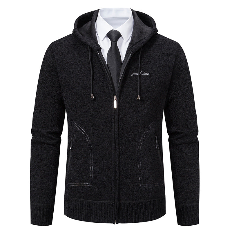 Men's Solid Color Sweater Cardigan Knitted Coat