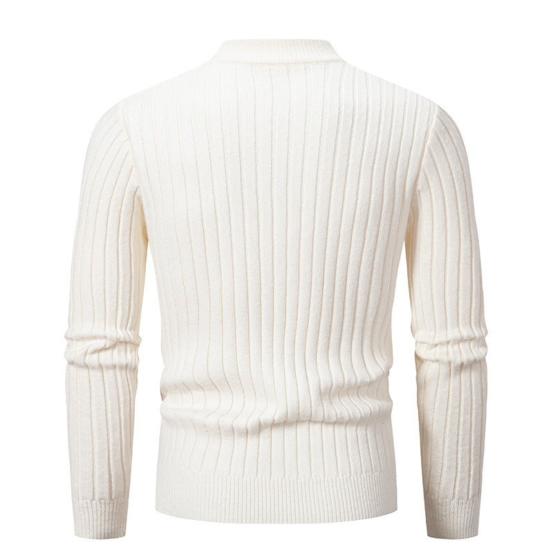 Men's Solid Color Stand Collar Sweater Sweater