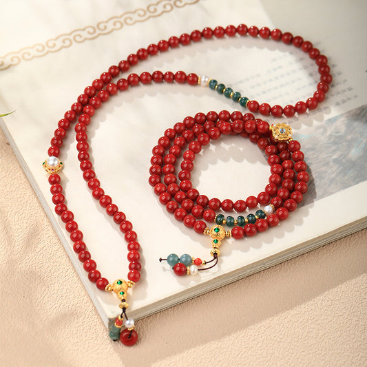 New Chinese Style Southern Red Agate Bracelet Three Ring Bracelet
