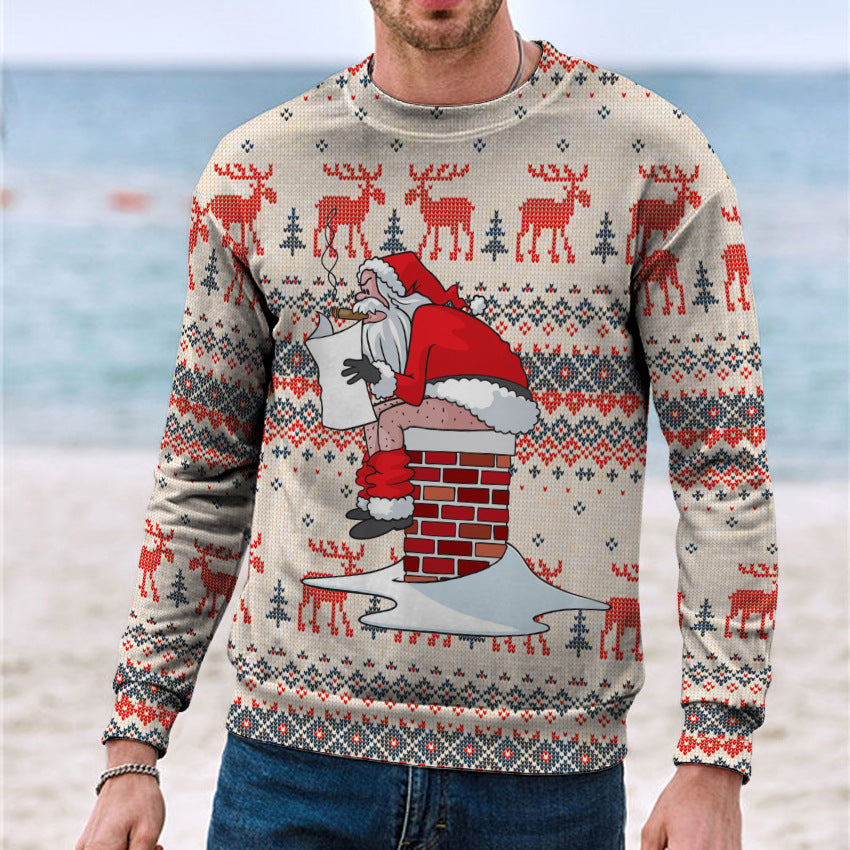 Men's Casual 3D Digital Christmas Printed Sweater