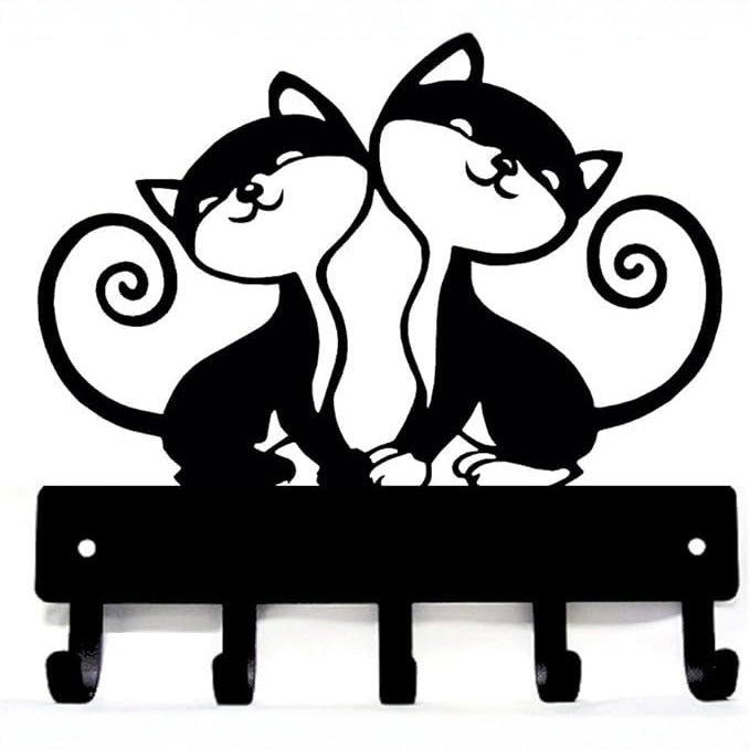 Iron Art Hang Clothes Cute Cat Key Holder