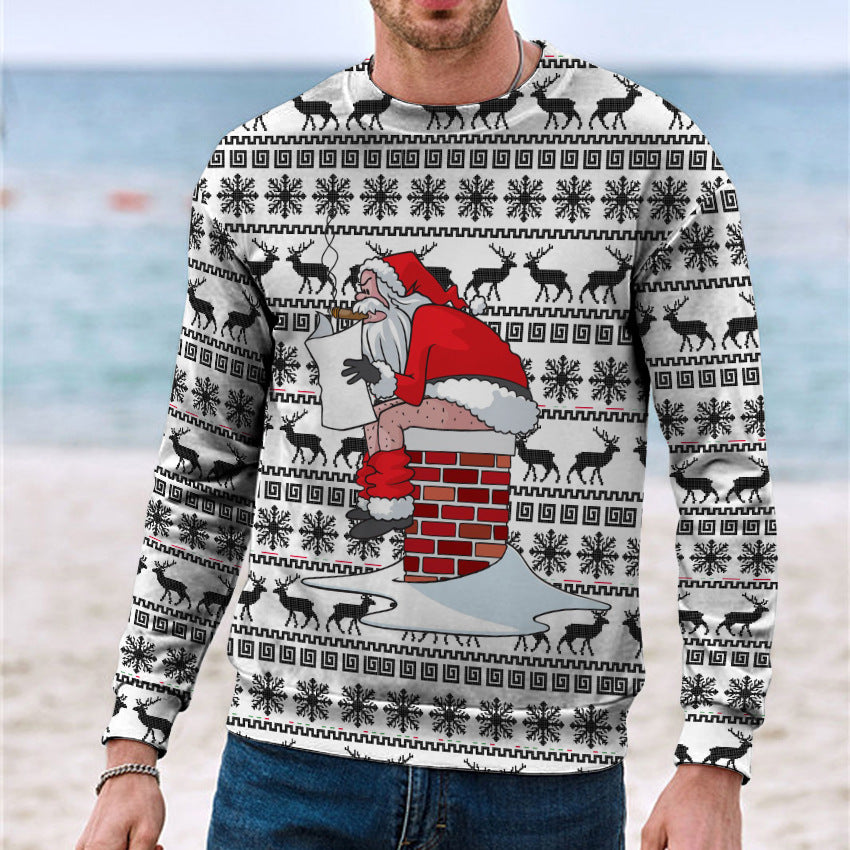 Men's Casual 3D Digital Christmas Printed Sweater